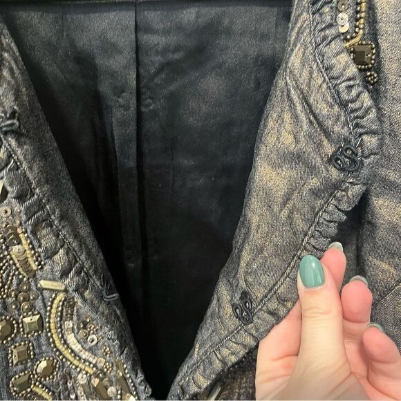 Chicos GOLDEN TRINKET ROYALTY JACKET BREADED
INDIGO/BRONZE FOIL 2/Large - Picture 9 of 14